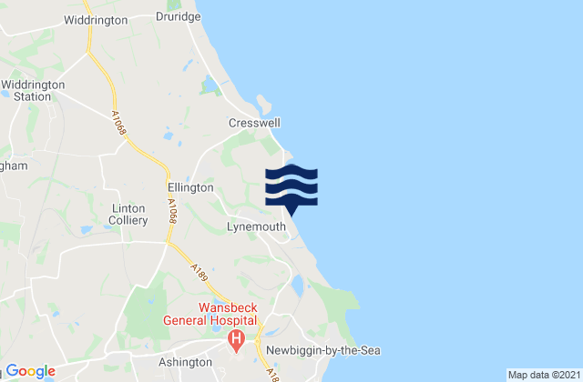 Lynemouth, United Kingdomの潮見表地図