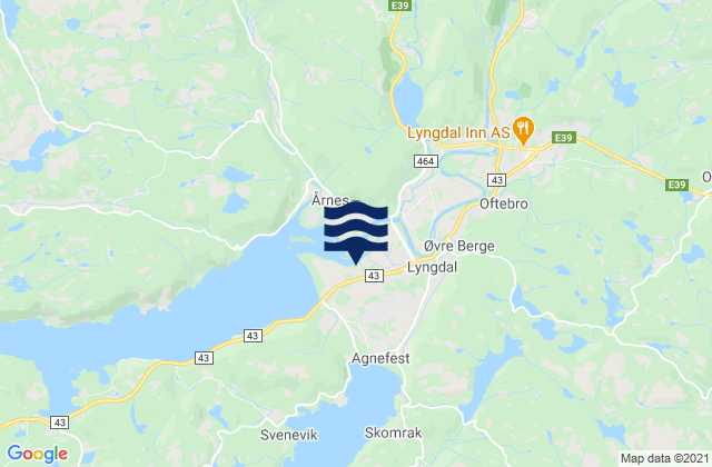 Lyngdal, Norwayの潮見表地図