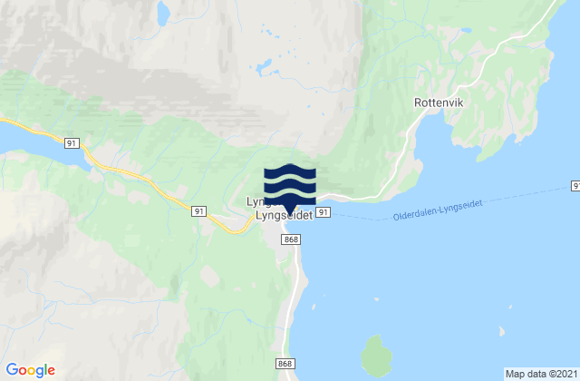 Lyngen, Norwayの潮見表地図