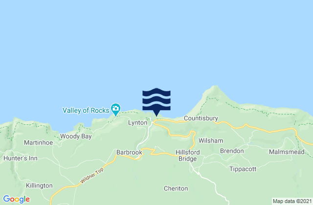 Lynmouth Beach, United Kingdomの潮見表地図