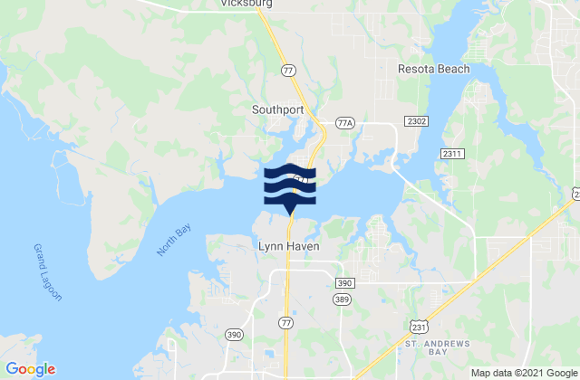 Lynn Haven (North Bay), United Statesの潮見表地図