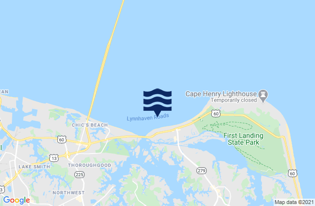 Lynnhaven Roads, United Statesの潮見表地図
