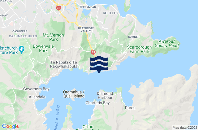 Lyttelton, New Zealandの潮見表地図