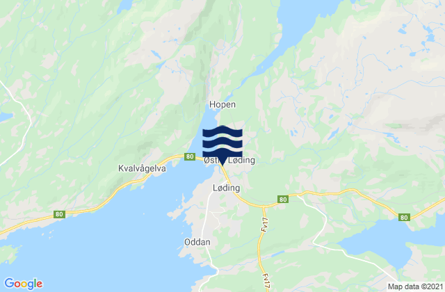 Løding, Norwayの潮見表地図