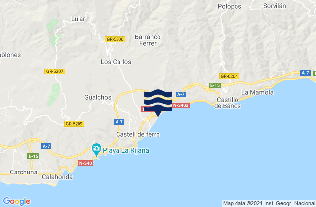 Lújar, Spainの潮見表地図