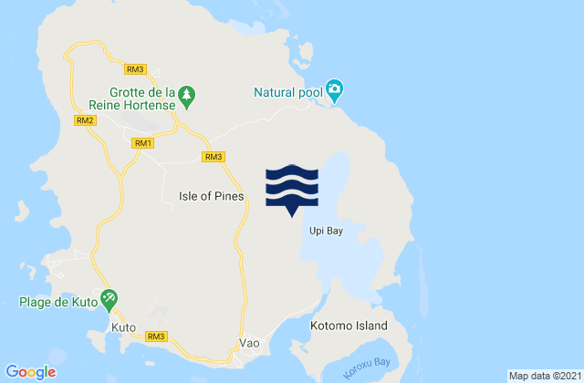 L’Île des Pins, New Caledoniaの潮見表地図