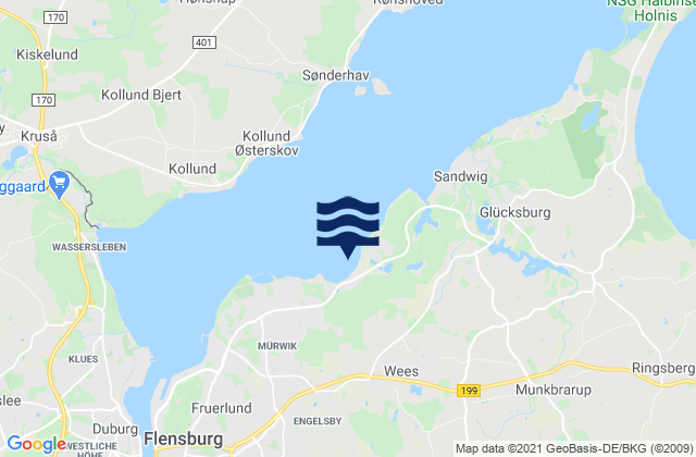 Maasbüll, Germanyの潮見表地図