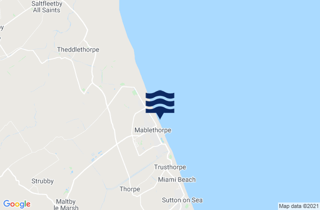 Mablethorpe Town Beach, United Kingdomの潮見表地図