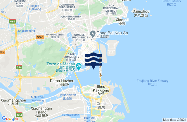 Macaoの潮見表地図