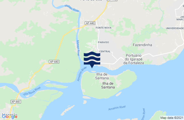 Macapa Amazon River, Brazilの潮見表地図