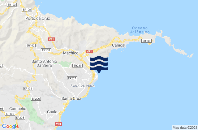 Machico, Portugalの潮見表地図