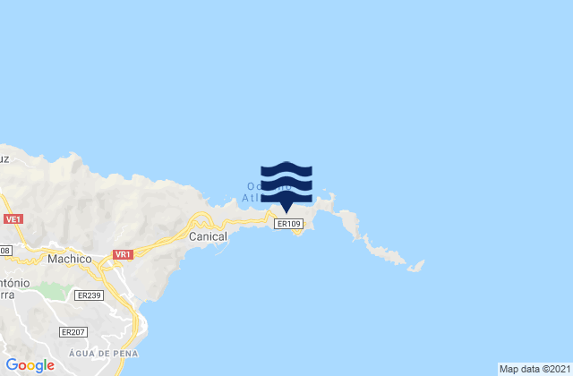 Machico, Portugalの潮見表地図