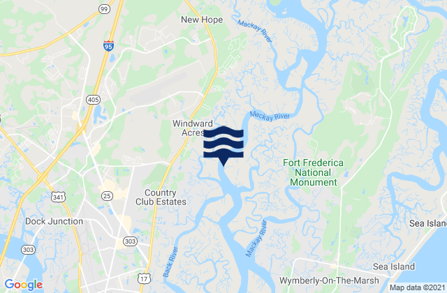 Mackay R. 0.5 mi. N of Troup Creek entrance, United Statesの潮見表地図
