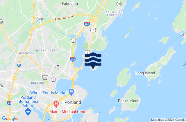 Mackworth Island, United Statesの潮見表地図