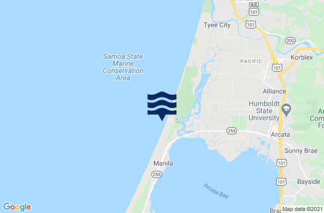 Mad River Slough Arcata Bay, United Statesの潮見表地図