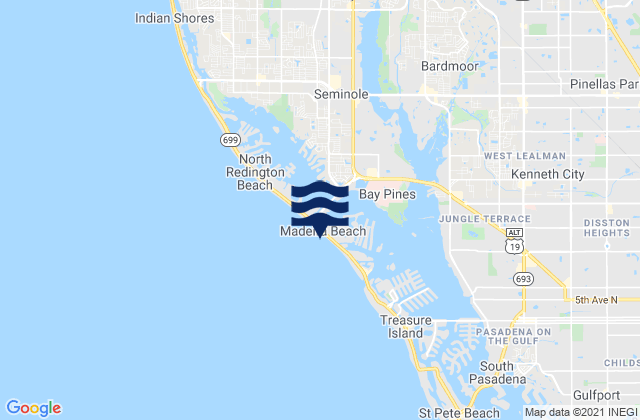 Maderia Beach, United Statesの潮見表地図
