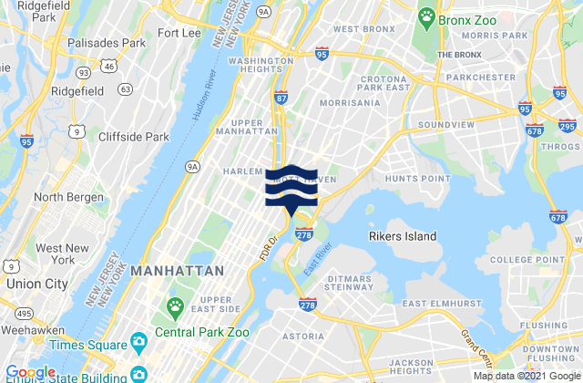 Madison Avenue Bridge, Harlem River, United Statesの潮見表地図