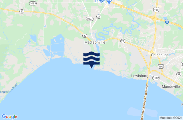 Madisonville (Tchefuncte River Lake Pontchartrain), United Statesの潮見表地図