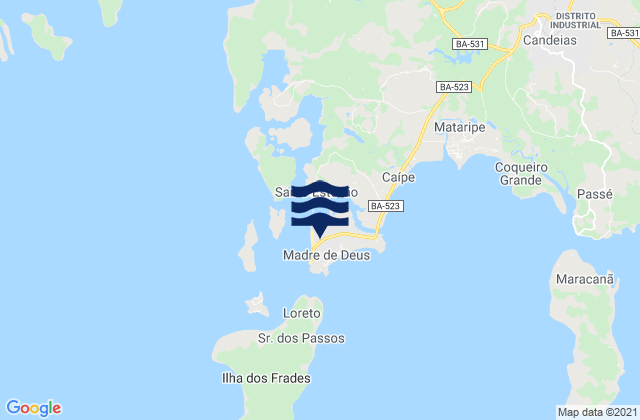 Madre de Deus, Brazilの潮見表地図