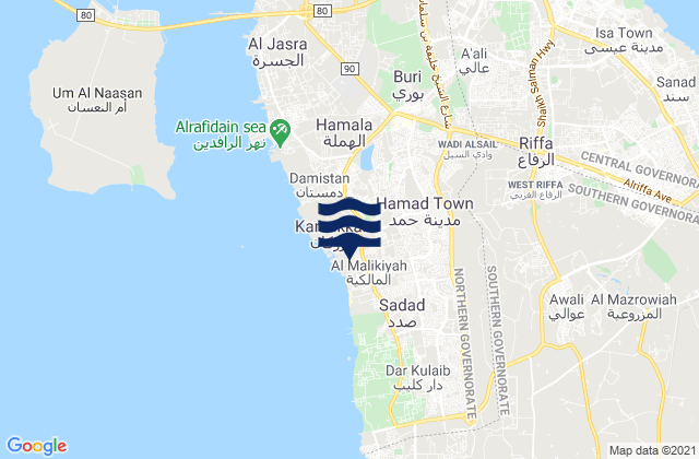 Madīnat Ḩamad, Bahrainの潮見表地図