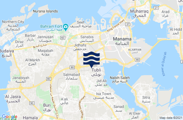 Madīnat ‘Īsá, Bahrainの潮見表地図