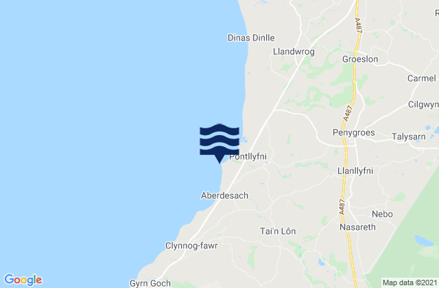 Maen Trwyn Dylan Beach, United Kingdomの潮見表地図