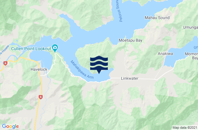 Mahakipawa Arm, New Zealandの潮見表地図