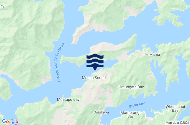 Mahau Sound, New Zealandの潮見表地図