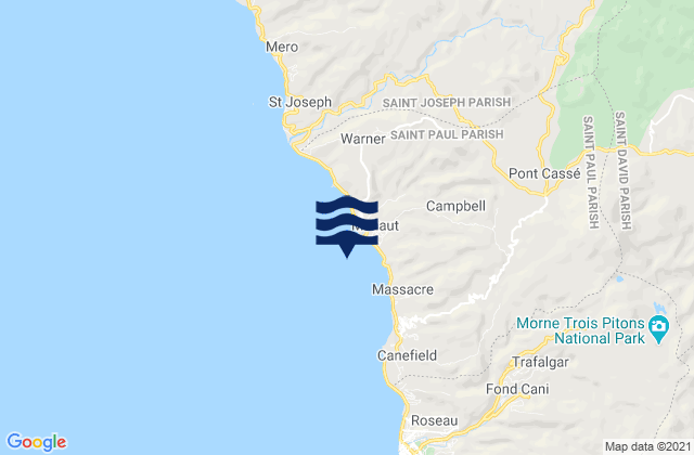 Mahaut, Dominicaの潮見表地図