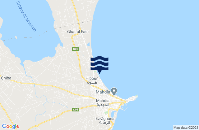 Mahdia, Tunisiaの潮見表地図