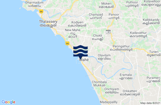 Mahe, Indiaの潮見表地図