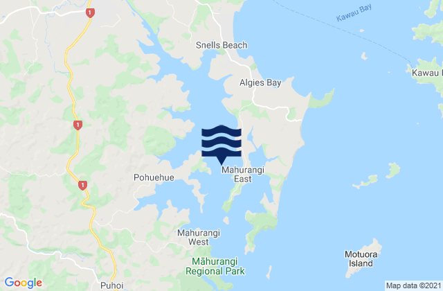 Mahurangi Harbour, New Zealandの潮見表地図