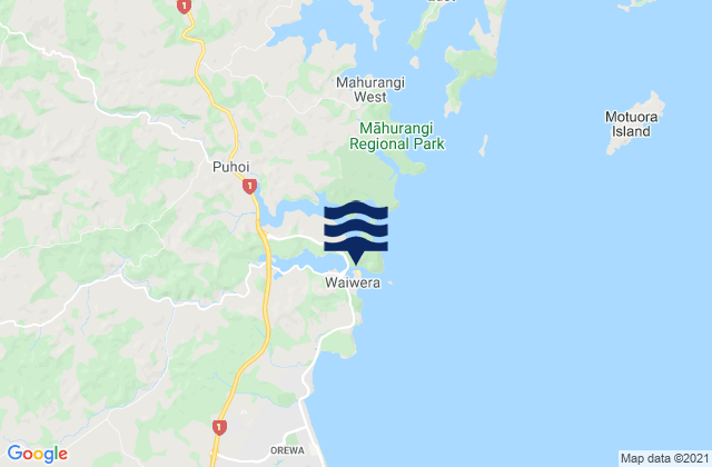 Mahurangi Island, New Zealandの潮見表地図