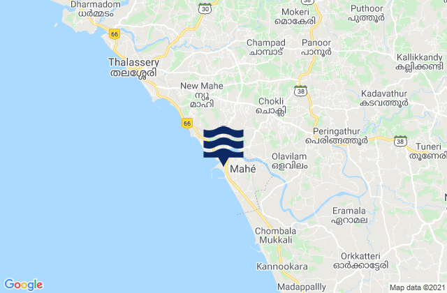 Mahē, Indiaの潮見表地図