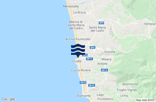 Maierà, Italyの潮見表地図