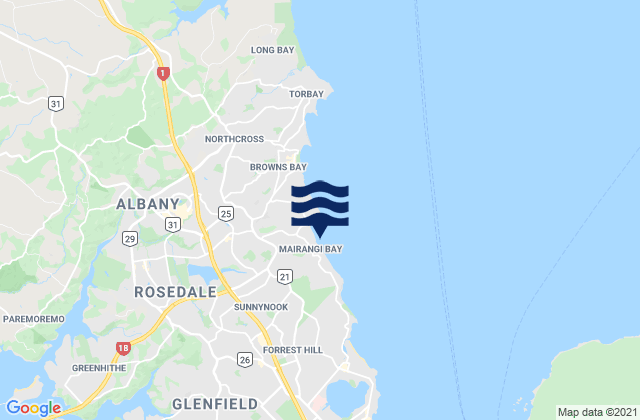 Mairangi Bay, New Zealandの潮見表地図