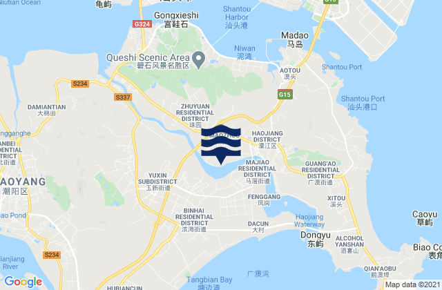Majiao, Chinaの潮見表地図