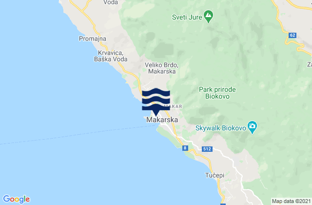 Makarska, Croatiaの潮見表地図