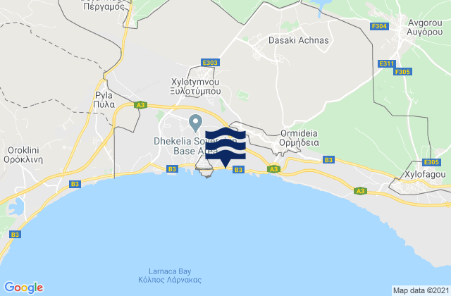 Makrásyka, Cyprusの潮見表地図