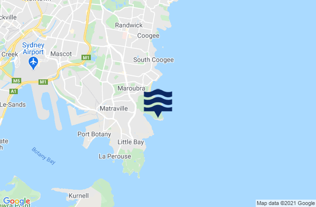 Malabar Beach, Australiaの潮見表地図