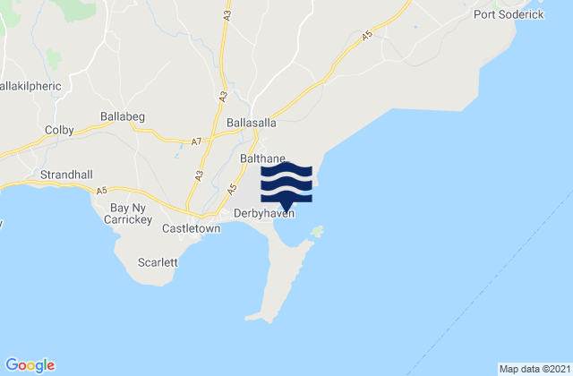 Malew, Isle of Manの潮見表地図