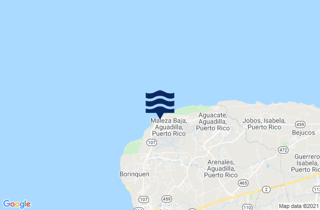 Maleza Baja Barrio, Puerto Ricoの潮見表地図