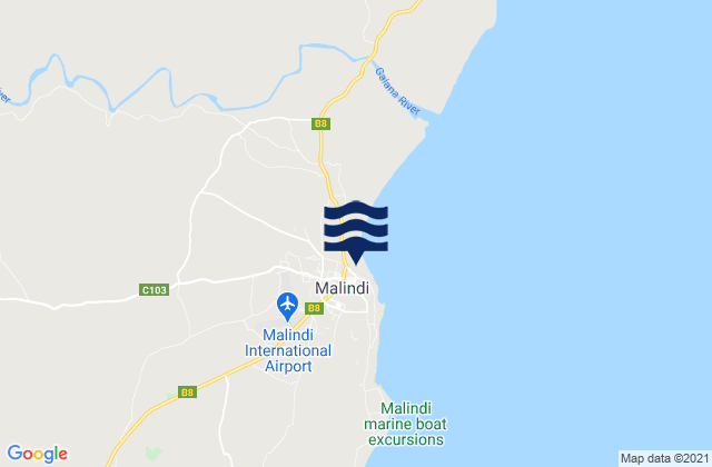 Malindi, Kenyaの潮見表地図