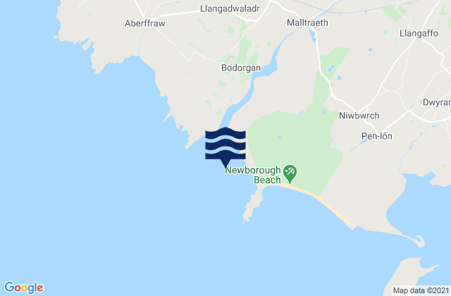 Malltraeth Bay, United Kingdomの潮見表地図