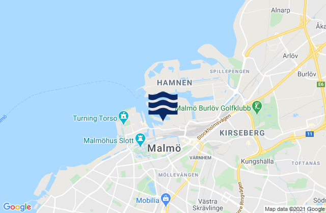 Malmö, Swedenの潮見表地図
