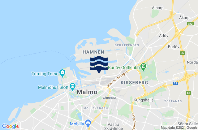 Malmö, Swedenの潮見表地図