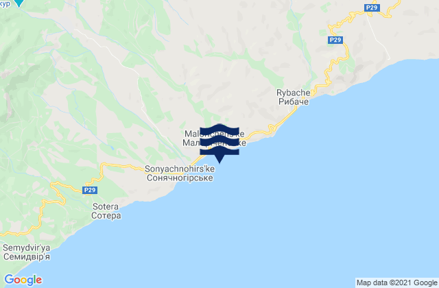 Malorechenskoye, Ukraineの潮見表地図