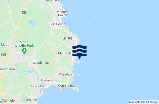 Malua Bay, Australiaの潮見表地図