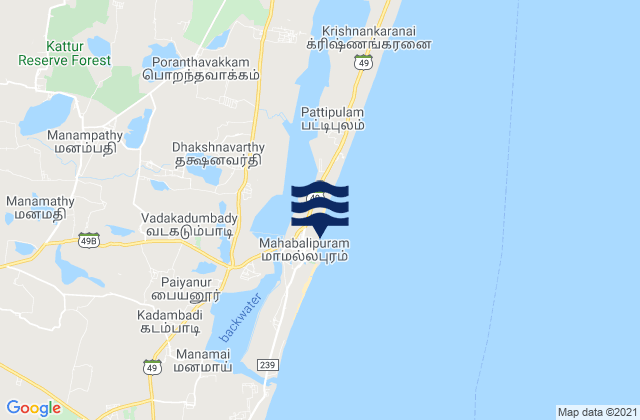 Mamallapuram, Indiaの潮見表地図