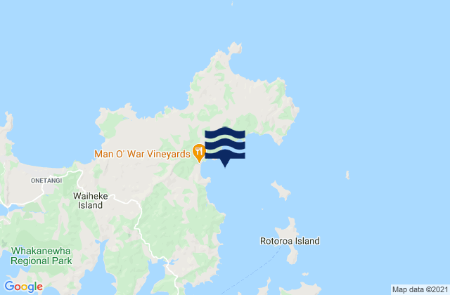Man O War Bay, New Zealandの潮見表地図